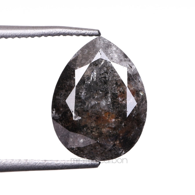 2.67 CT, 9.6 X 7.4 MM | Salt And Pepper Pear Cut Diamond
