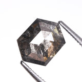 1.15 CT, 7.2 X 5.4 MM | Salt And Pepper Hexagon Cut Diamond - Minimal Carbon