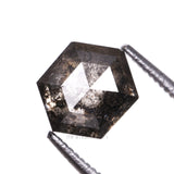 1.29 CT, 6.7 X 5.5 MM | Salt And Pepper Hexagon Cut Diamond - Minimal Carbon