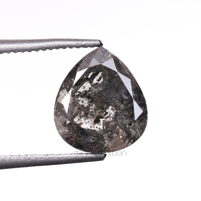 1.56 CT, 7.7 X 6.7 MM | Salt And Pepper Pear Cut Diamond
