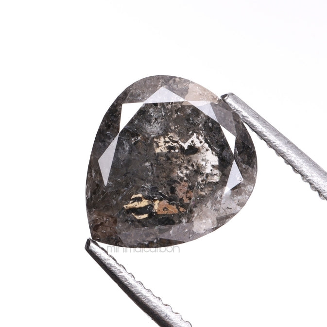 1.56 CT, 7.7 X 6.7 MM | Salt And Pepper Pear Cut Diamond