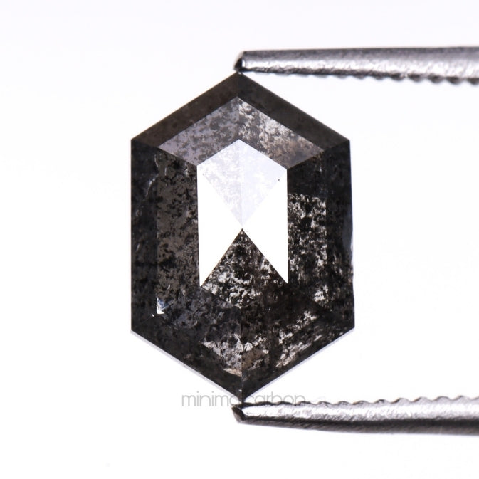 1.32 CT, 8.2 X 5.5 MM | Salt And Pepper Hexagon Cut Diamond - Minimal Carbon