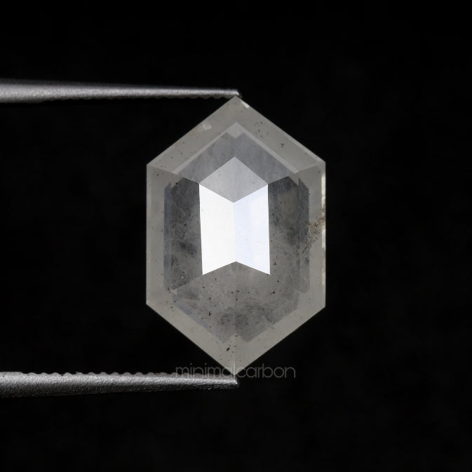 2.65 CT, 11.9 X 7.7 MM | Salt And Pepper Hexagon Cut Diamond - Minimal Carbon
