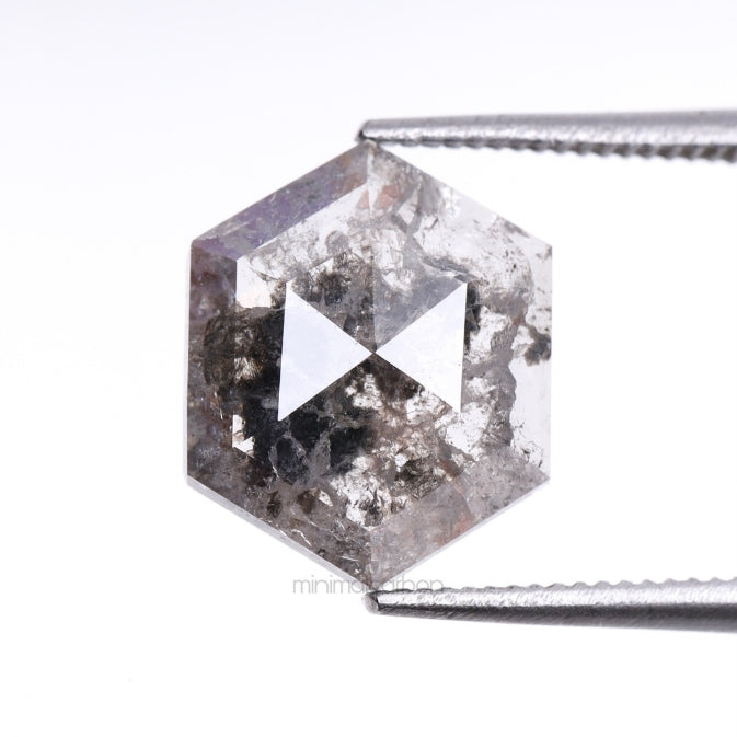 1.81 CT, 10.0 X 8.0 MM | Salt And Pepper Hexagon Cut Diamond