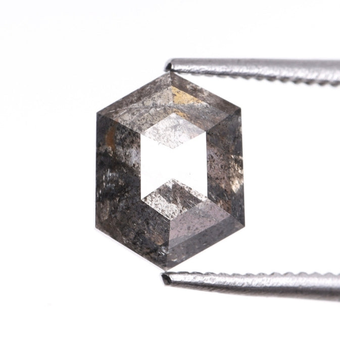 1.15 CT, 7.2 X 5.4 MM | Salt And Pepper Hexagon Cut Diamond - Minimal Carbon
