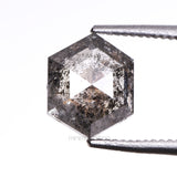 0.97 CT, 6.8 X 5.5 MM | Salt And Pepper Diamond | Hexagon Cut Diamond - Minimal Carbon
