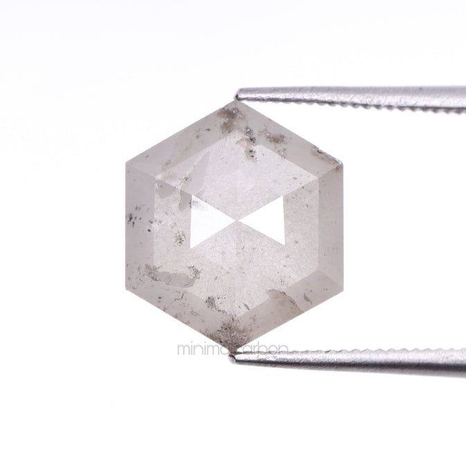 3.35 CT, 10.5 X 9.0 MM | Salt And Pepper Hexagon Cut Diamond