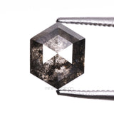 1.29 CT, 6.7 X 5.5 MM | Salt And Pepper Hexagon Cut Diamond - Minimal Carbon