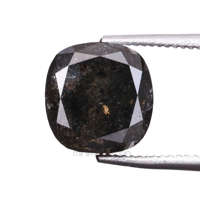 2.57 CT, 7.1 X 6.9 MM | Salt And Pepper Cushion Cut Diamond