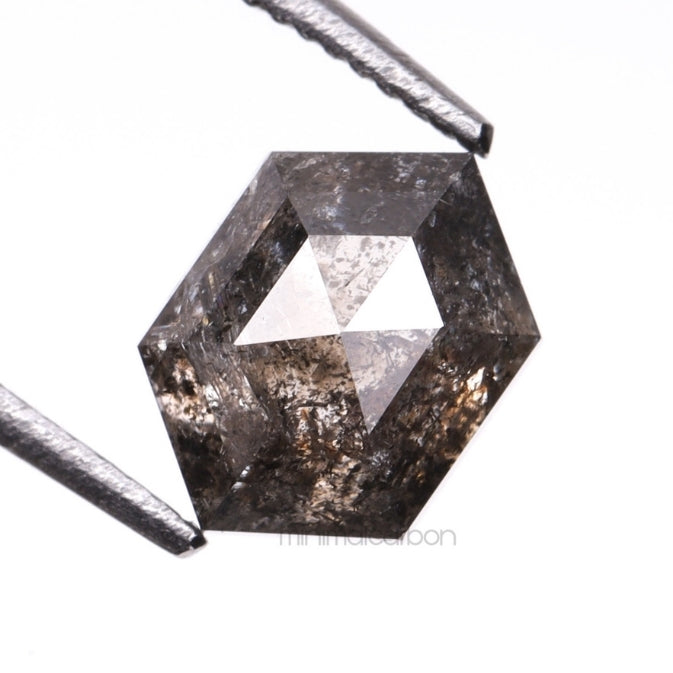 1.05 CT, 6.9 X 5.0 MM | Salt And Pepper Diamond | Hexagon Cut Diamond - Minimal Carbon