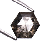 1.29 CT, 6.7 X 5.5 MM | Salt And Pepper Hexagon Cut Diamond - Minimal Carbon