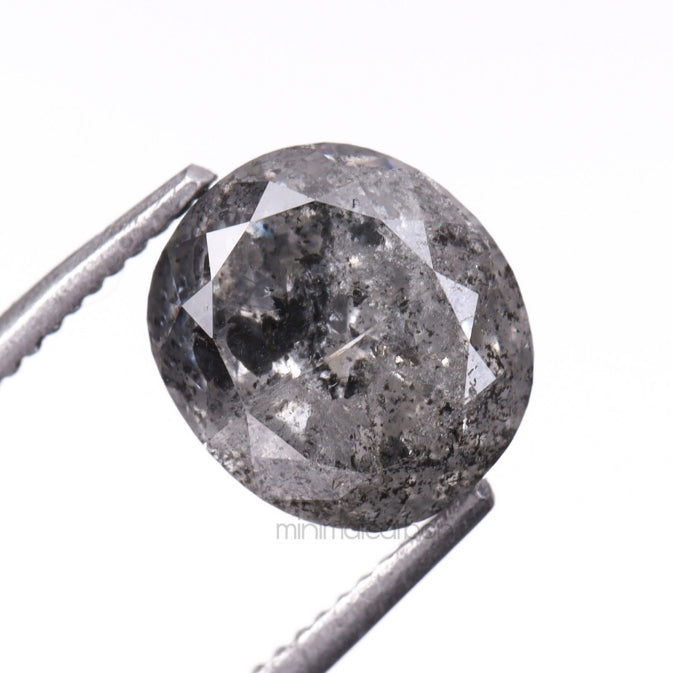 1.75 CT, 6.6 X 5.9 MM | Salt And Pepper Oval Cut Diamond