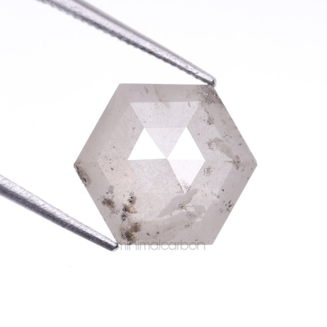 3.35 CT, 10.5 X 9.0 MM | Salt And Pepper Hexagon Cut Diamond