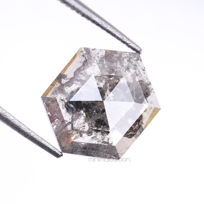 1.81 CT, 10.0 X 8.0 MM | Salt And Pepper Hexagon Cut Diamond