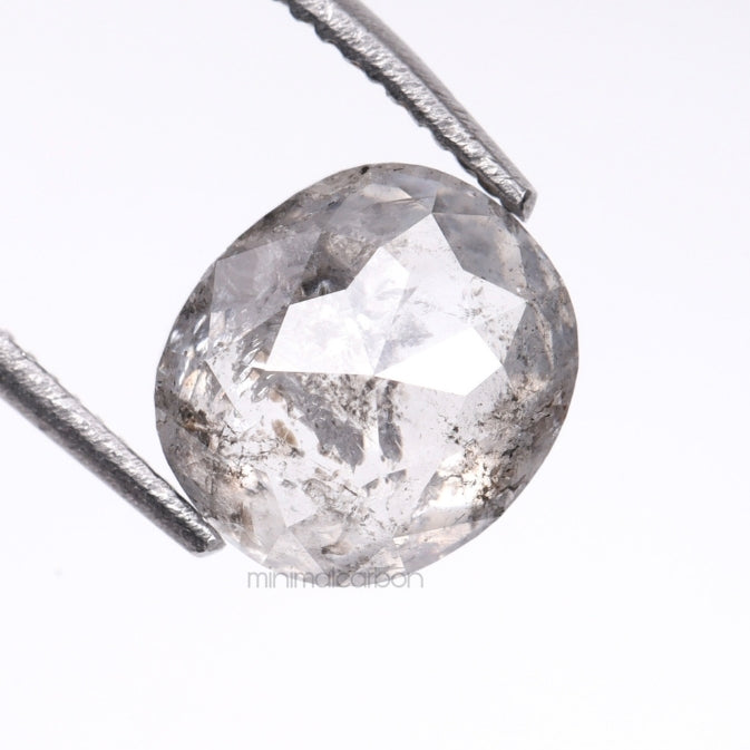1.30 CT, 6.7 X 5.9 MM | Salt And Pepper Oval Cut Diamond - Minimal Carbon