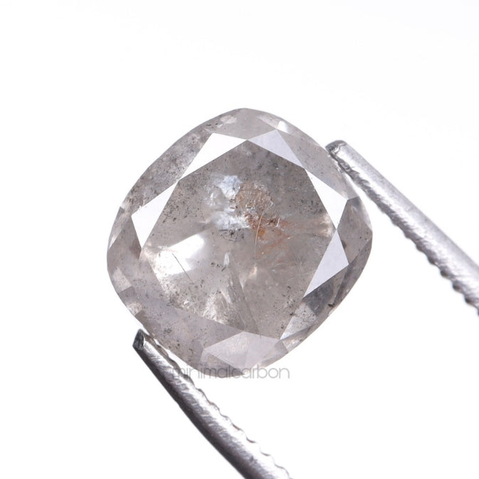 2.05 CT, 6.6 X 6.0 MM | Salt And Pepper Diamond | Cushion Cut Diamond - Minimal Carbon