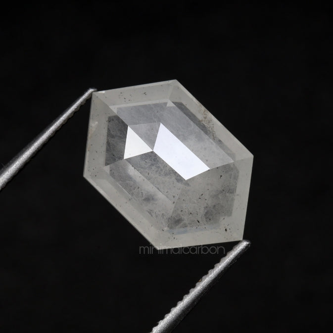 2.65 CT, 11.9 X 7.7 MM | Salt And Pepper Hexagon Cut Diamond - Minimal Carbon