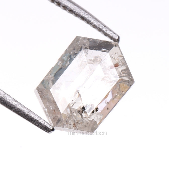 1.12 CT, 7.6 X 5.3 MM | Salt And Pepper Hexagon Cut Diamond - Minimal Carbon