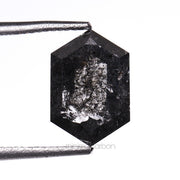 1.32 CT, 8.2 X 5.5 MM | Salt And Pepper Hexagon Cut Diamond - Minimal Carbon
