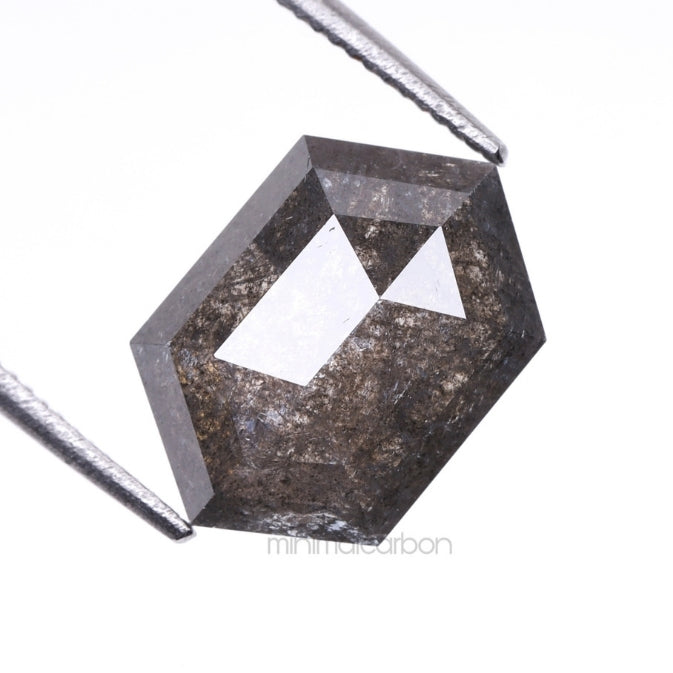 2.90 CT, 10.7 X 7.3 MM | Salt And Pepper Hexagon Cut Diamond