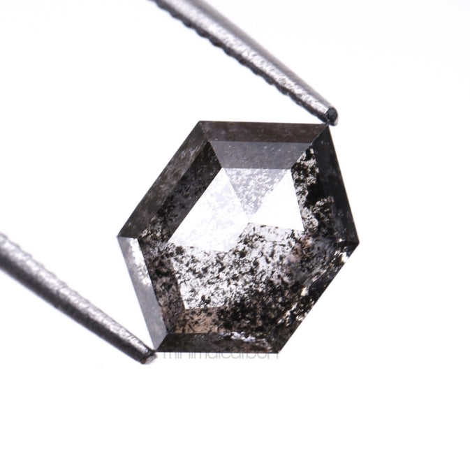 1.73 CT, 8.0 X 5.7 MM | Salt And Pepper Hexagon Cut Diamond