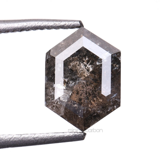 1.05 CT, 6.9 X 5.0 MM | Salt And Pepper Diamond | Hexagon Cut Diamond - Minimal Carbon