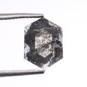 1.15 CT, 7.2 X 5.4 MM | Salt And Pepper Hexagon Cut Diamond - Minimal Carbon