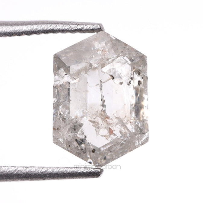 1.12 CT, 7.6 X 5.3 MM | Salt And Pepper Hexagon Cut Diamond - Minimal Carbon