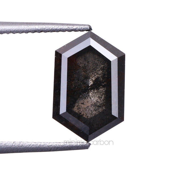 1.88 CT, 9.0 X 5.8 MM | Salt And Pepper Hexagon Cut Diamond