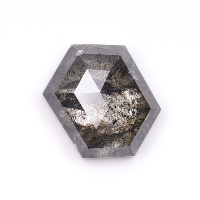 1.15 CT, 7.2 X 5.4 MM | Salt And Pepper Hexagon Cut Diamond - Minimal Carbon