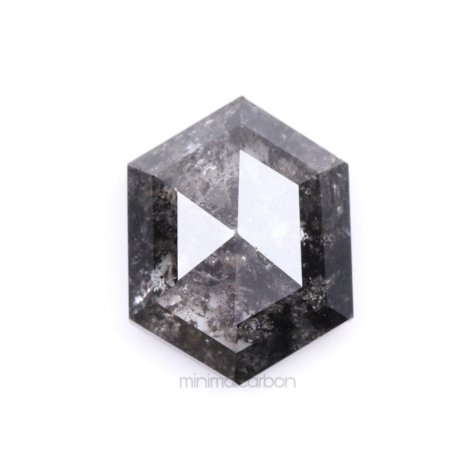 1.67 CT, 8.5 X 6.6 MM | Salt And Pepper Hexagon Cut Diamond