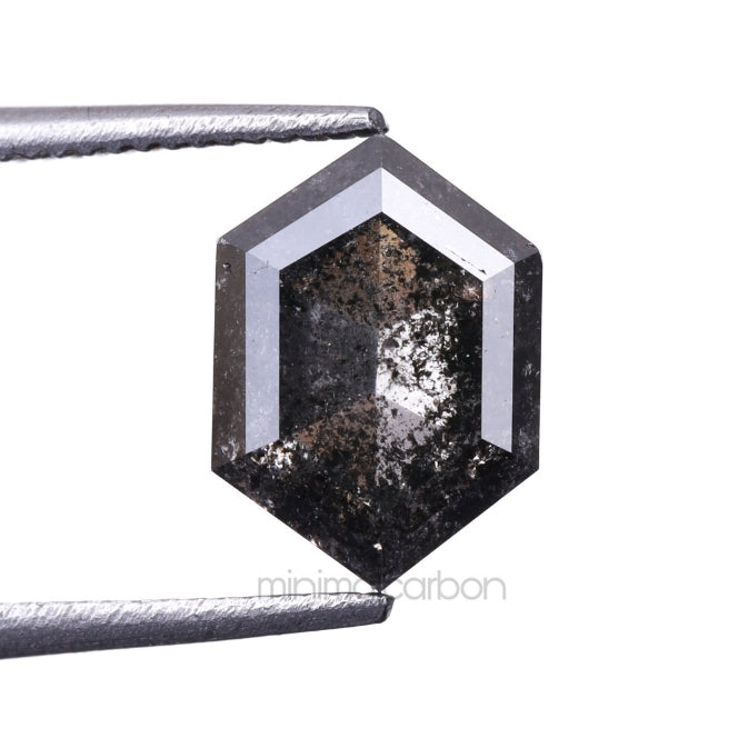 1.73 CT, 8.0 X 5.7 MM | Salt And Pepper Hexagon Cut Diamond