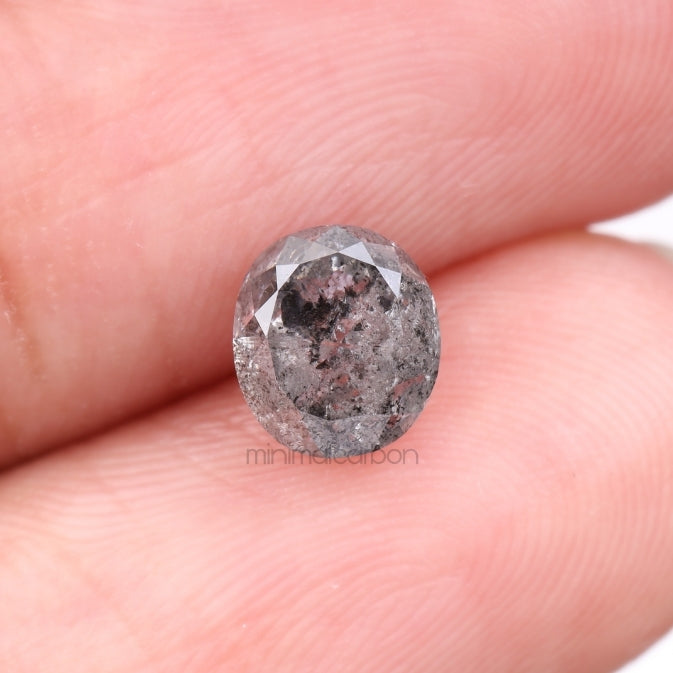 1.75 CT, 6.6 X 5.9 MM | Salt And Pepper Oval Cut Diamond