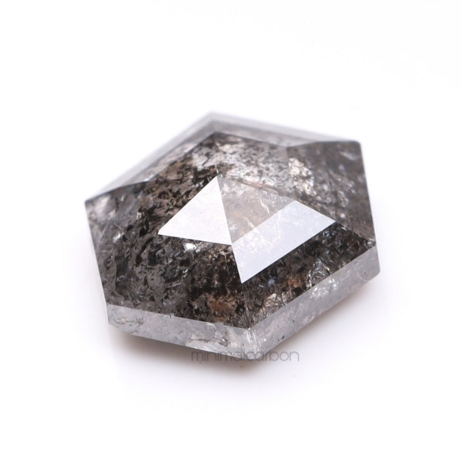 0.97 CT, 6.8 X 5.5 MM | Salt And Pepper Diamond | Hexagon Cut Diamond - Minimal Carbon