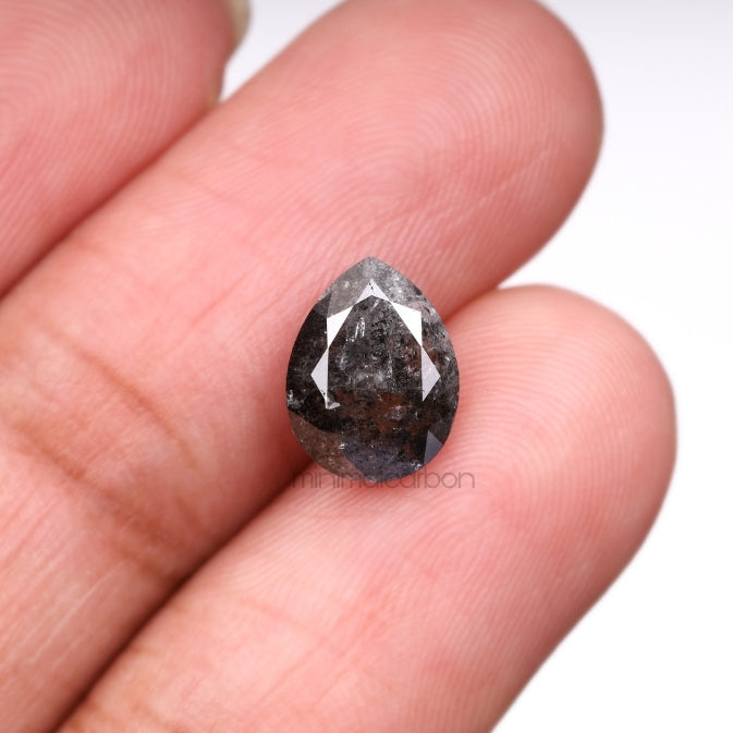 2.67 CT, 9.6 X 7.4 MM | Salt And Pepper Pear Cut Diamond