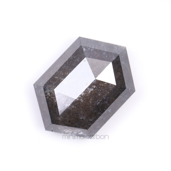 2.90 CT, 10.7 X 7.3 MM | Salt And Pepper Hexagon Cut Diamond