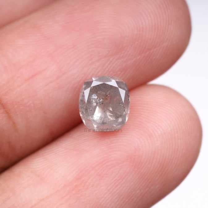 2.05 CT, 6.6 X 6.0 MM | Salt And Pepper Diamond | Cushion Cut Diamond - Minimal Carbon