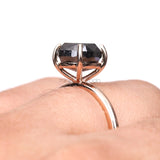 Cushion Solitaire Ring - Minimal Carbon
