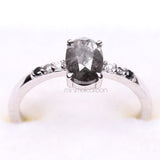 Oval Salt And Pepper Diamond Ring - Minimal Carbon