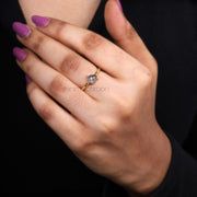 Greyish Pentagon Salt And Pepper Diamond Ring - Minimal Carbon