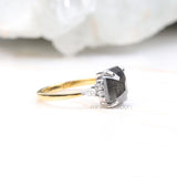 Emerald Cut Salt and Pepper Diamond Engagement Ring