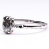 Oval Salt And Pepper Diamond Ring - Minimal Carbon