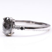 Oval Salt And Pepper Diamond Ring - Minimal Carbon