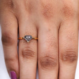 Greyish Pentagon Salt And Pepper Diamond Ring - Minimal Carbon