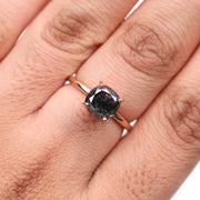 Cushion Solitaire Ring - Minimal Carbon
