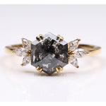 Load image into Gallery viewer, Cluster Hexagon Salt And Pepper Diamond Ring
