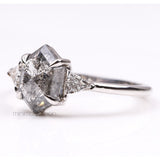 hexagon salt and pepper diamond ring