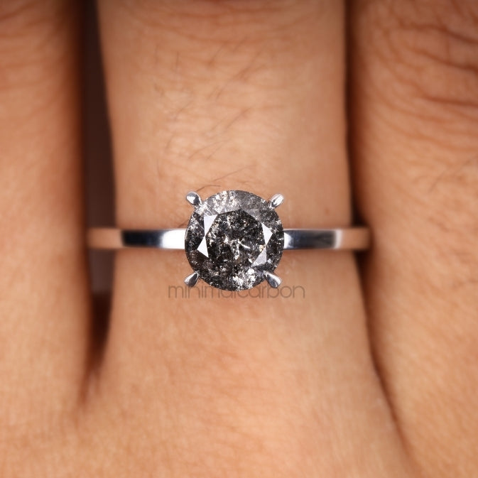 Diamond Solitaire Ring 4 Prong Ring - Minimal Carbon