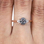Oval Salt And Pepper Diamond Engagement Ring - Minimal Carbon