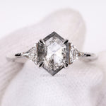 Load image into Gallery viewer, Hexagon Salt And Pepper Diamond Ring
